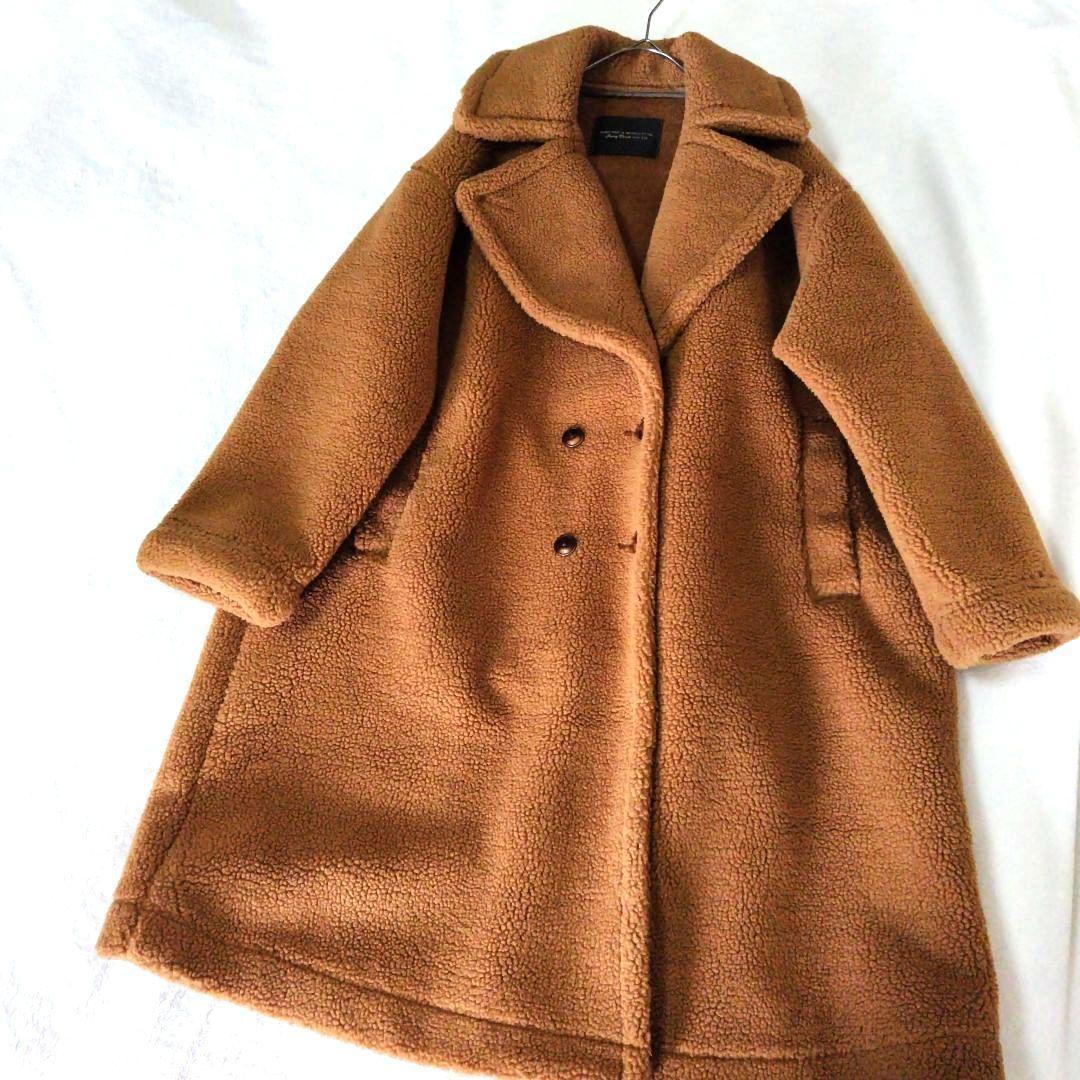 フェリシモ　サニークラウズ　ムートンボアのダブルコート　テディベア　女優襟