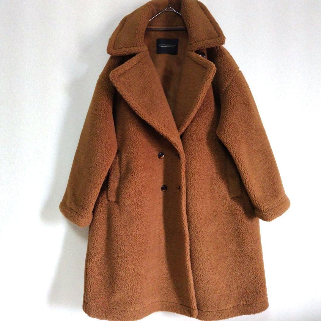 フェリシモ　サニークラウズ　ムートンボアのダブルコート　テディベア　女優襟