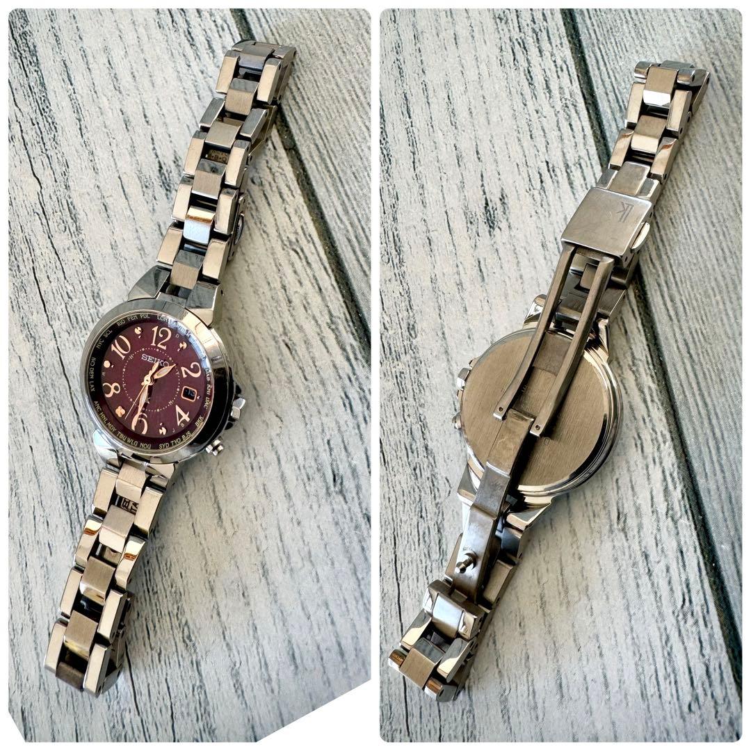 【希少】SEIKO ルキア 腕時計 1B25-0AC0 電波 チタン ボルドー