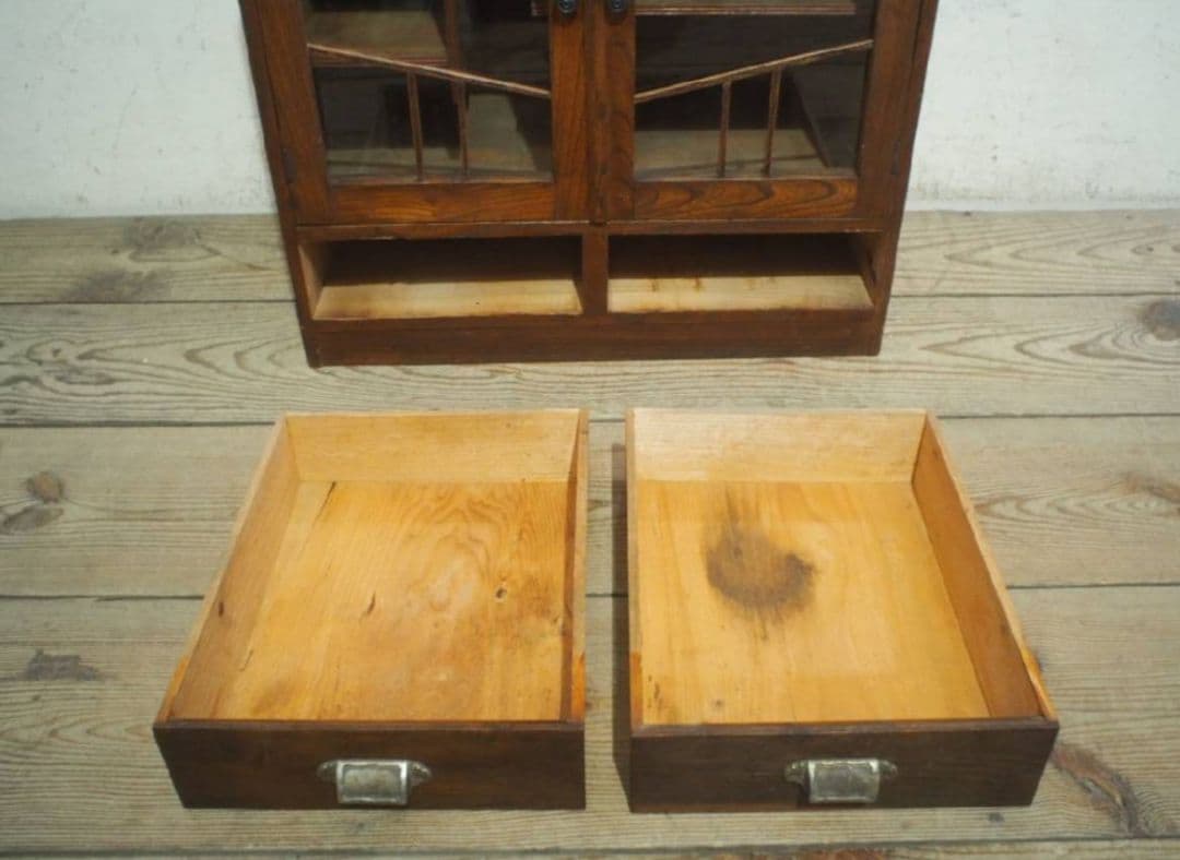 1003 アンティーク　象嵌細工のガラスケース　飾り棚　レトロ　古家具　大正浪漫