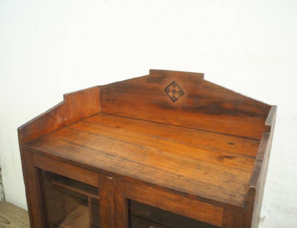 1003 アンティーク　象嵌細工のガラスケース　飾り棚　レトロ　古家具　大正浪漫