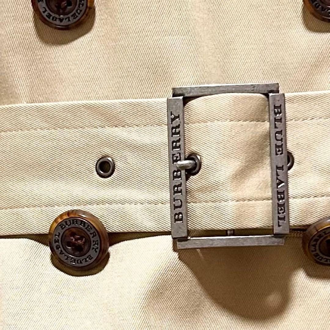 美品 バーバリーブルーレーベル ダブルブレスト トレンチコート スプリングコート