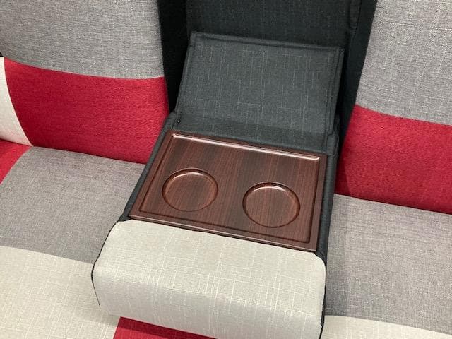 ソファーベッド　小テーブル付き　パッチワーク柄　レッドMIX　ソファ　新品