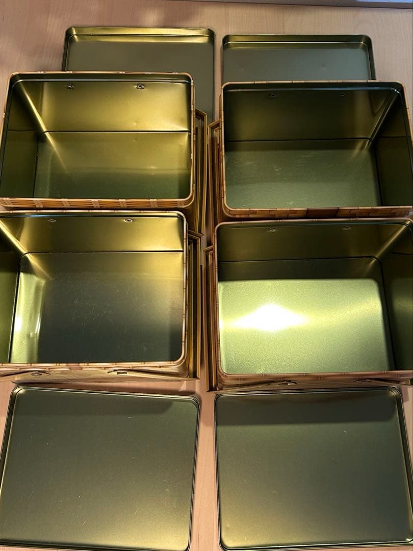 バスケット柄缶　4set かごバッグ　ティン