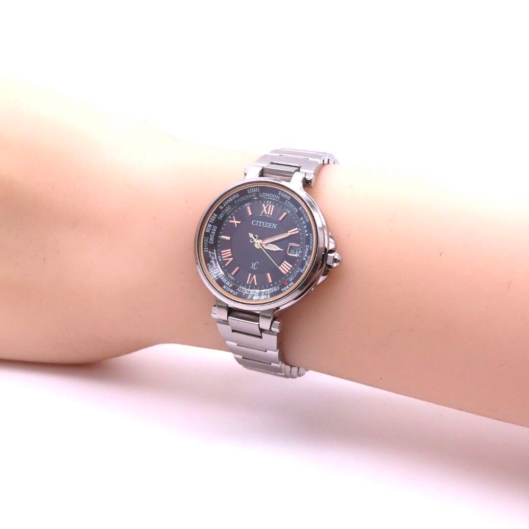 美品 EC1010 57X クロスシー 電波ソーラー シチズン 時計 レディース
