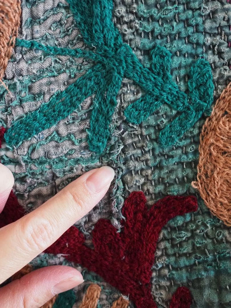 【美品】スザニ刺繍カンタキルト　スザニ刺繍　インド　一点もの