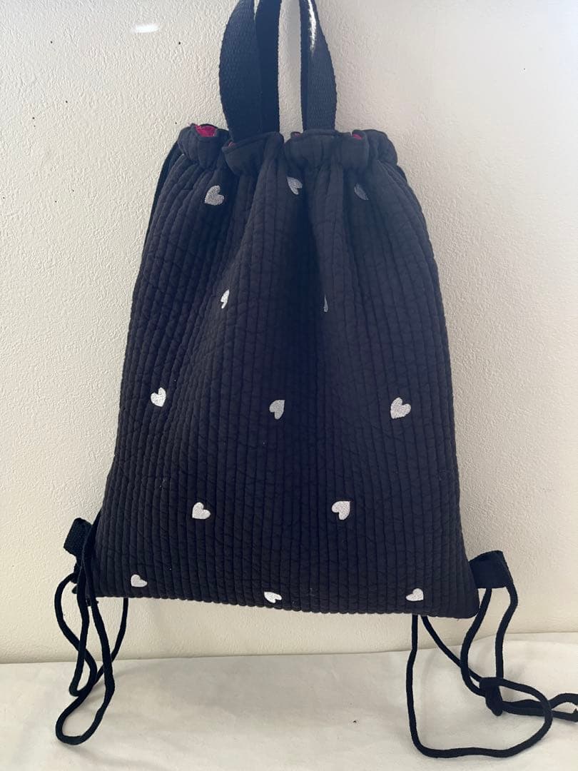 R.さま☆専用　ヌビ　ハート　ブラックレッスンバッグ　巾着　体操服袋　シューズ