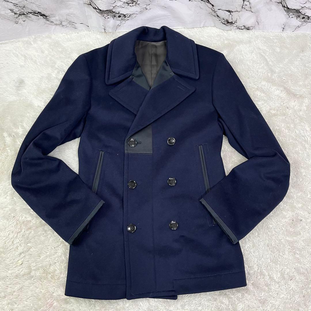 美品 アレキサンダーマックィーン カシミヤ＆シルク Pコート 切り替え 44