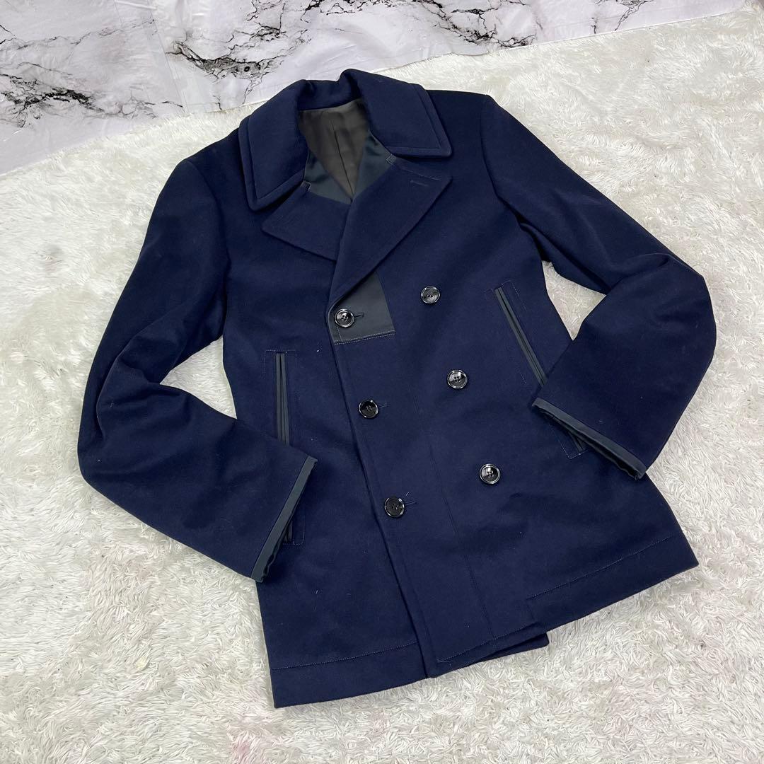 美品 アレキサンダーマックィーン カシミヤ＆シルク Pコート 切り替え 44