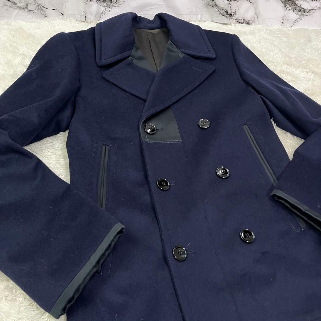 美品 アレキサンダーマックィーン カシミヤ＆シルク Pコート 切り替え 44