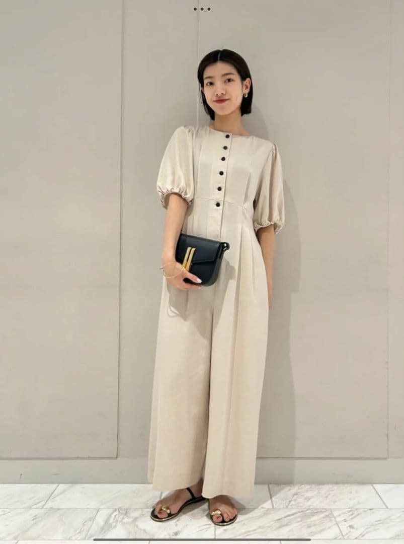 極美品 Ballsey セルロースツイル パフスリーブオールインワン 34