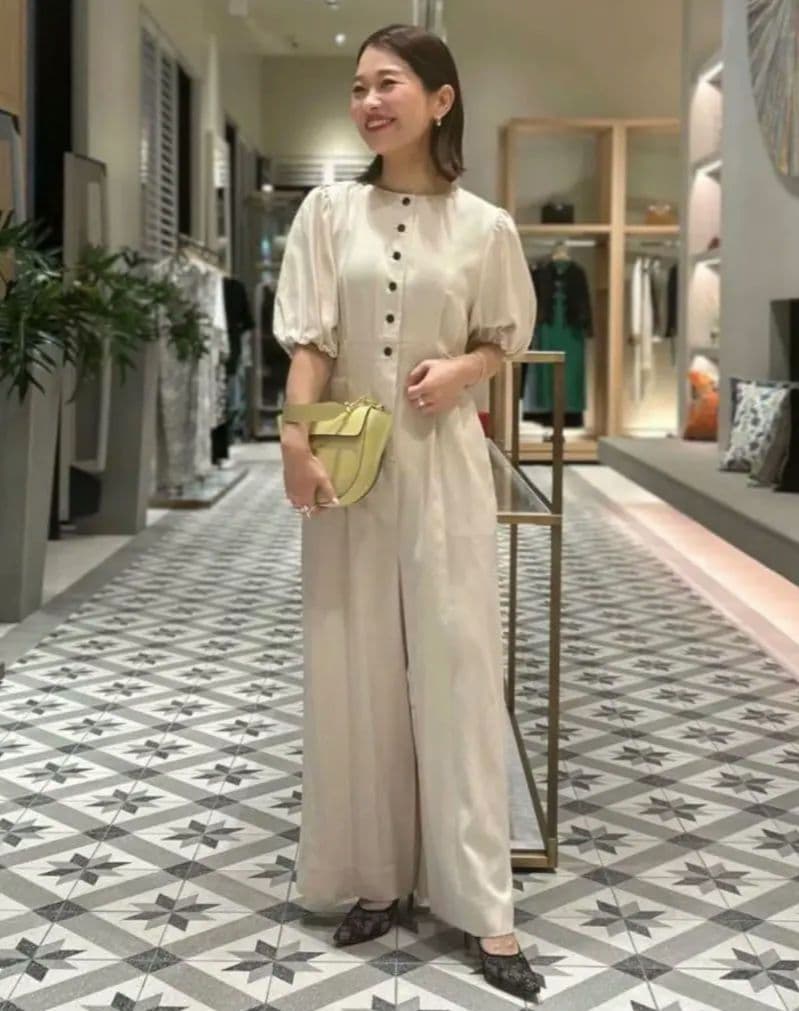 極美品 Ballsey セルロースツイル パフスリーブオールインワン 34