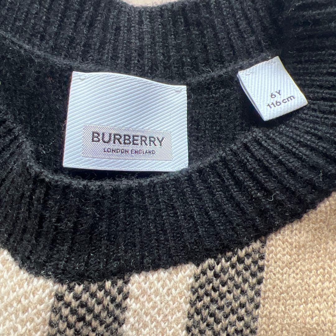 BURBERRY チェック柄長袖ワンピース 6Y 116 現行タグ