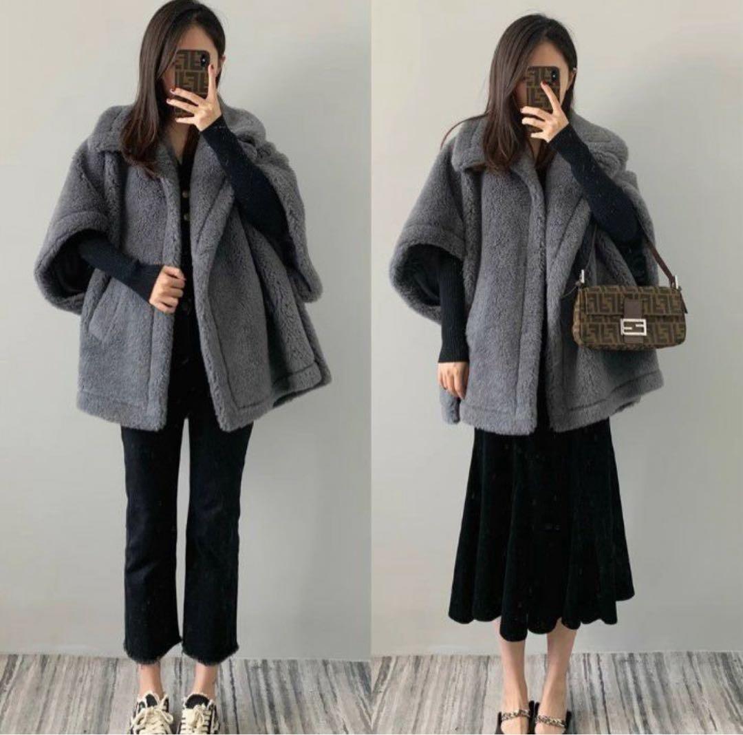 セール！！テディ ケープ ポンチョ コート ウール