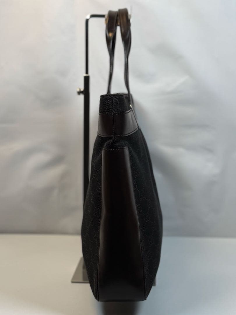 【極美品 袋付】GUCCI GGキャンバス トートバッグ ブラウンレザー正規品