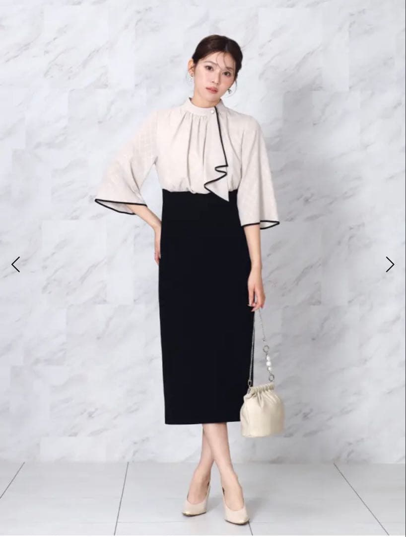 【今期新品未使用】ヤマダヤ　スカーフタイブラウスコンビワンピース　FENNEL