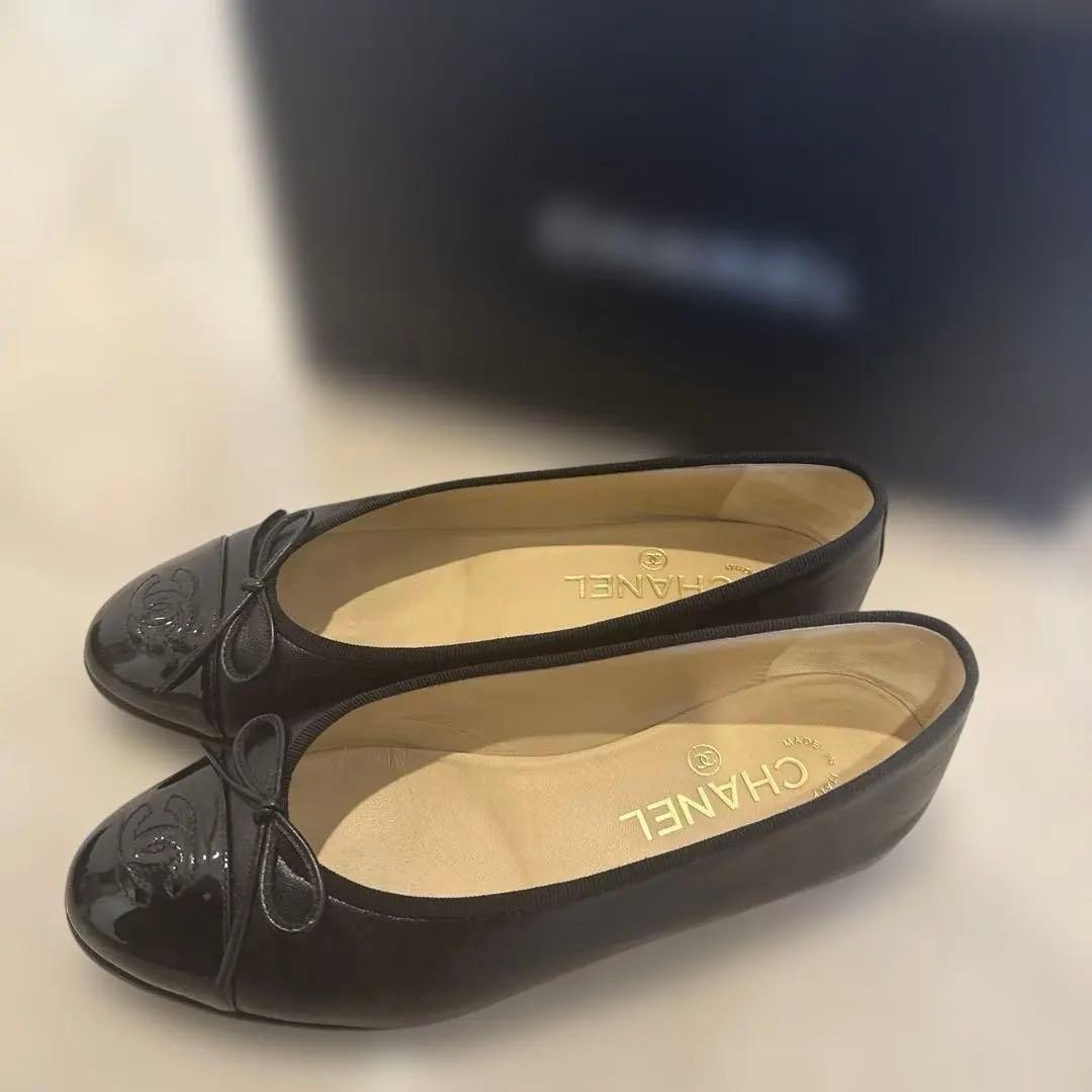 【美品】CHANEL バレエシューズ　バレリーナ 36.5 黒