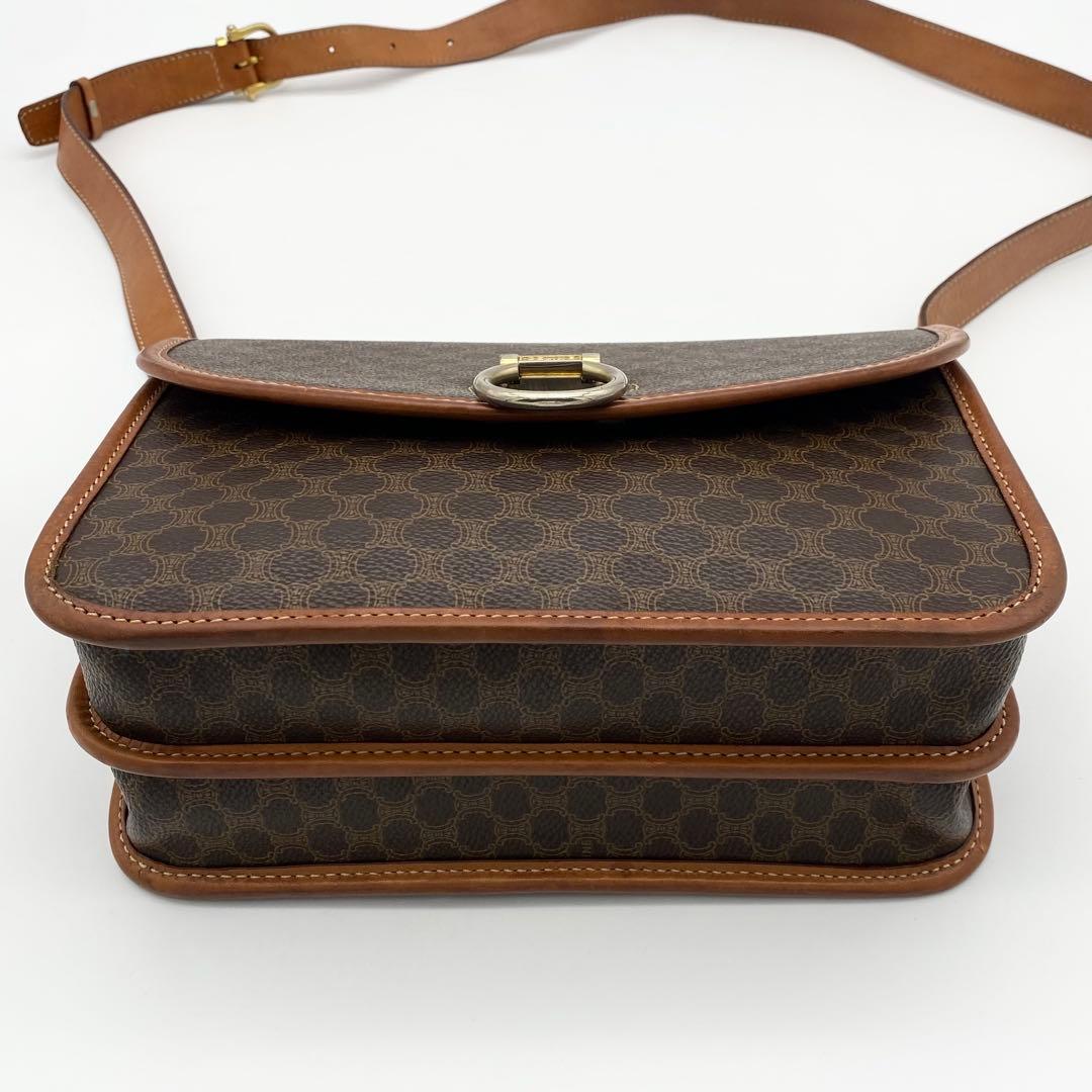 CELINE ショルダーバッグ　ガンチーニ　マカダム柄　PVC×レザー　ブラウン