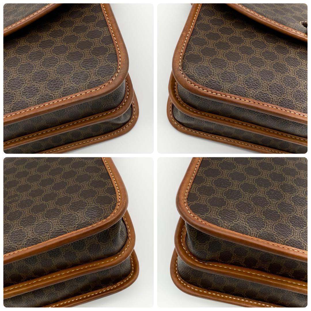 CELINE ショルダーバッグ　ガンチーニ　マカダム柄　PVC×レザー　ブラウン