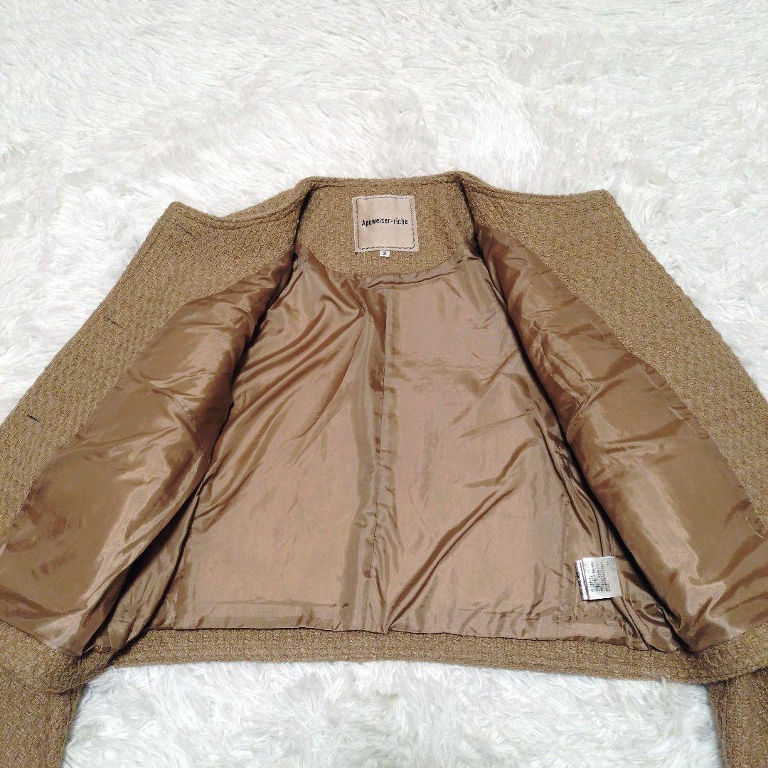 Apuweiser-riche ツイード ノーカラー 金ボタン ジャケット