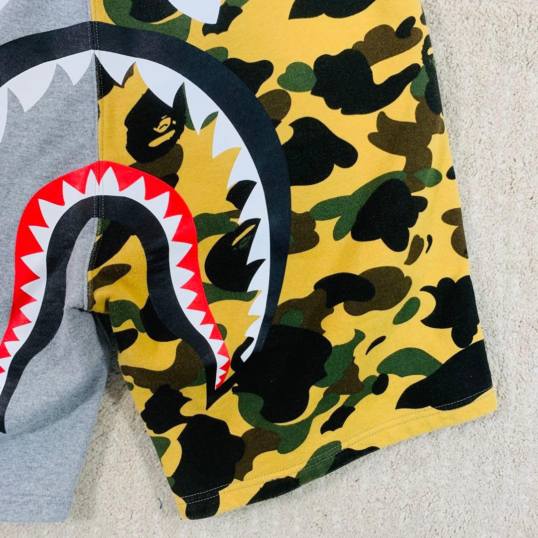 A BATHING APE ハーフパンツ　シャーク　迷彩　グレー　XL