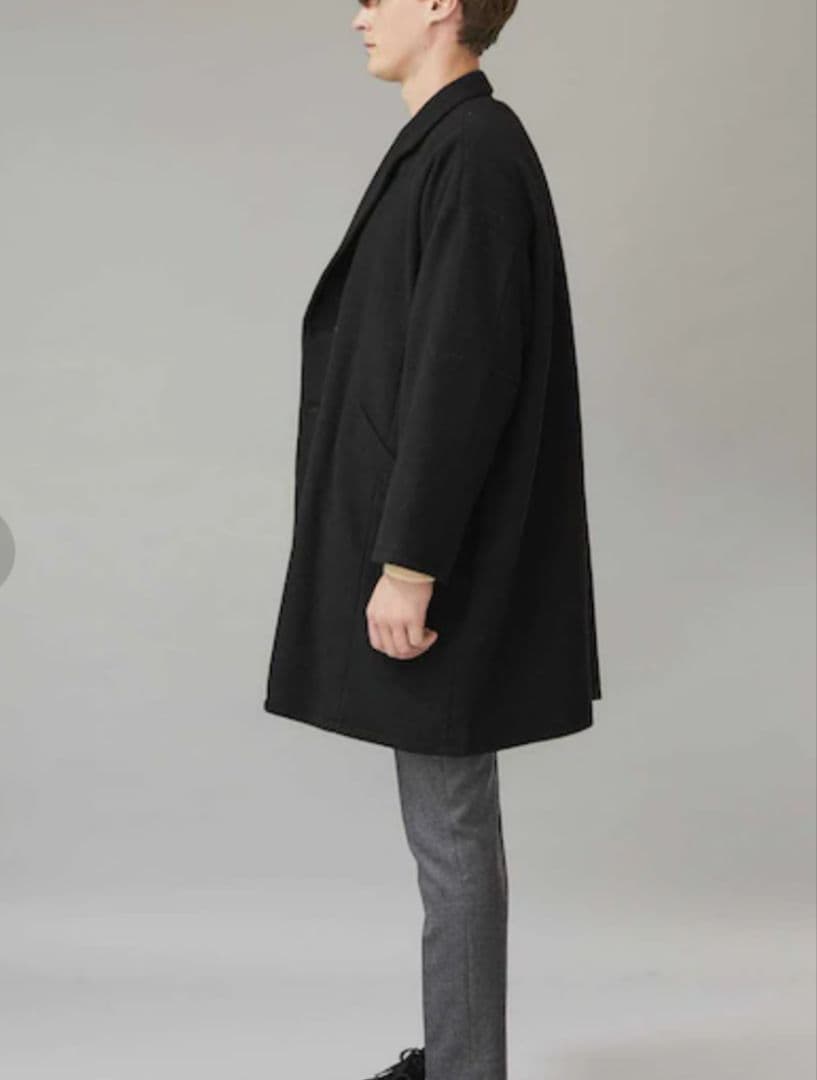 定価7.2万 DELUXE カシミヤ混　コクーン コート　黒　M　メンズ