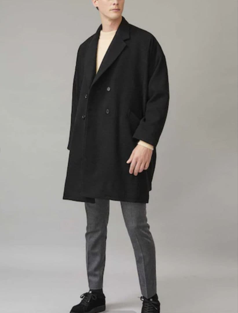 定価7.2万 DELUXE カシミヤ混　コクーン コート　黒　M　メンズ