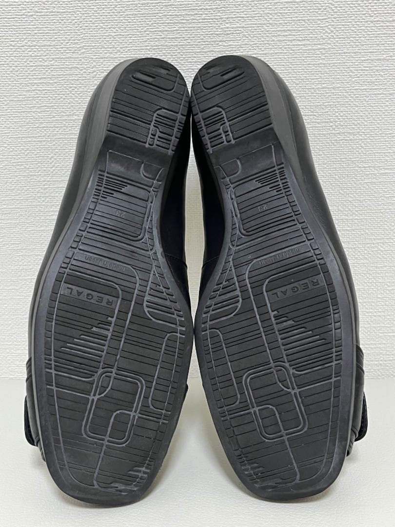 未使用級☆ REGAL ビッグ バックル レザー フラット パンプス 黒 23