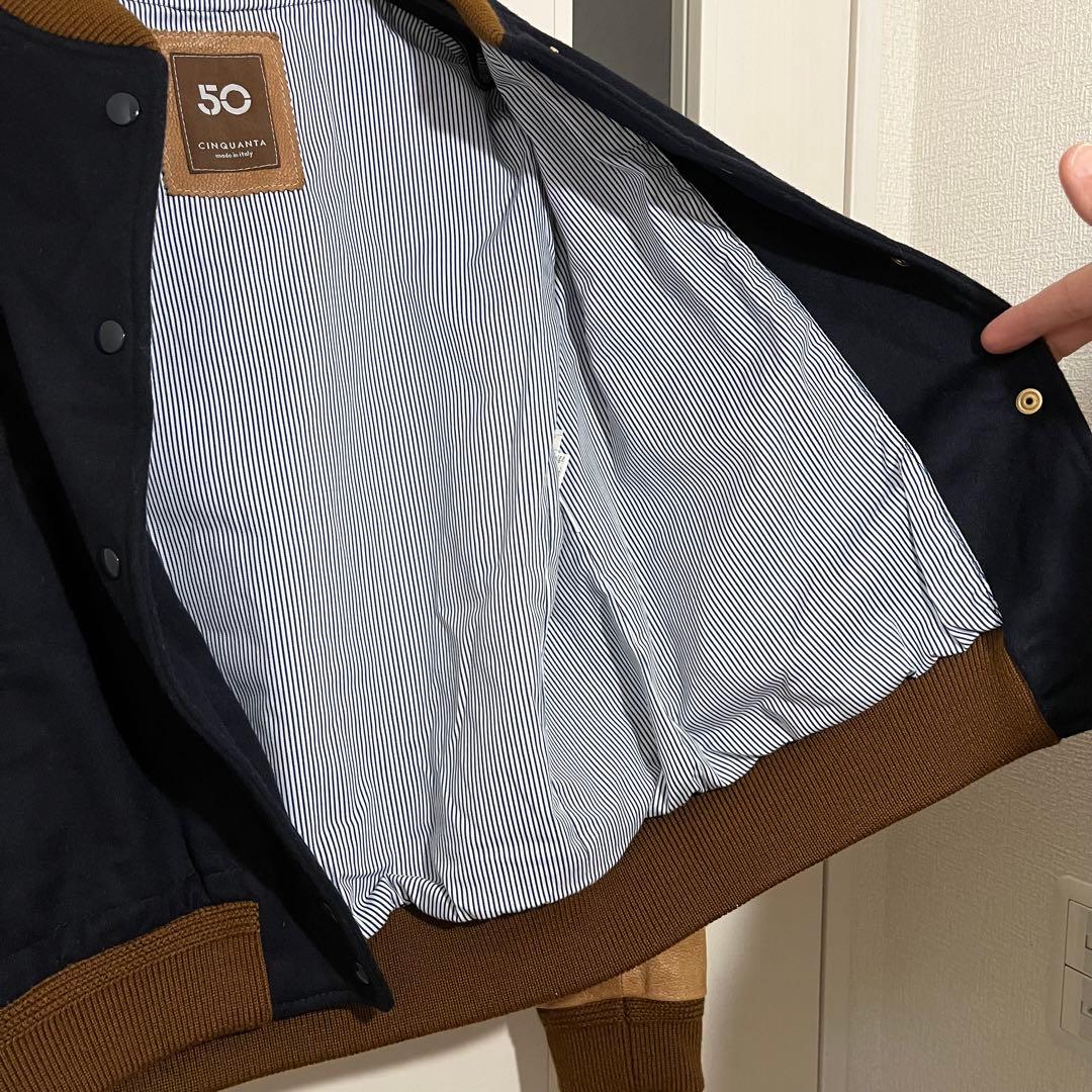 本革 CINQUANTA sheep skinレザージャケット ブラウンネイビー