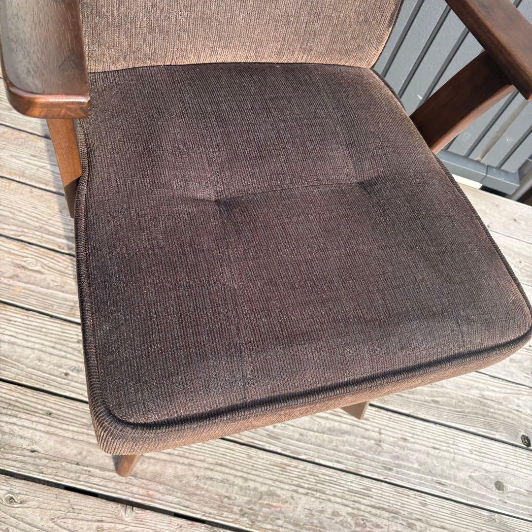 ②北欧レトロ 山善 回転式 天然木製椅子 アームチェア ダイニングチェア コタツ