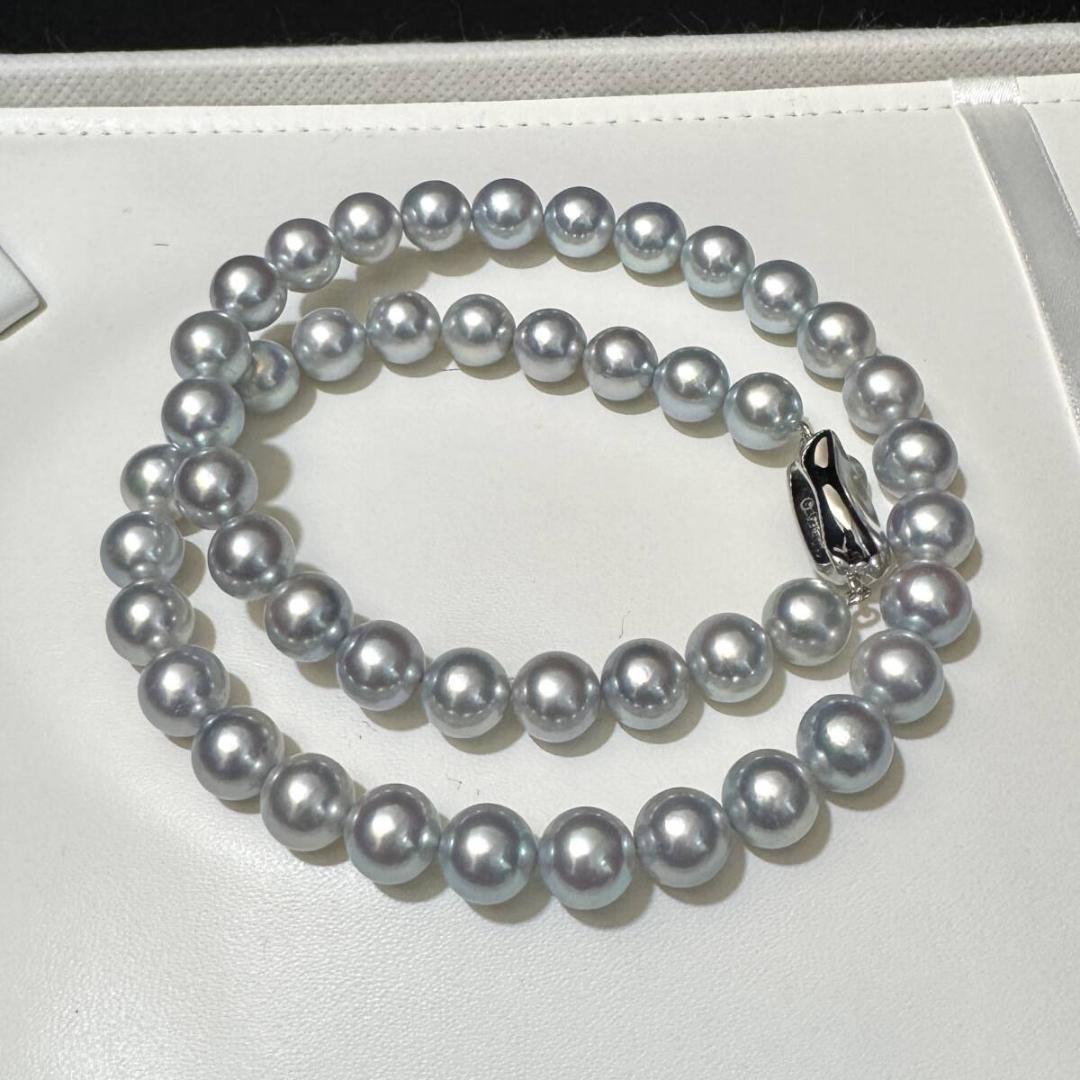 最高級 大珠✨ あこや真珠 ブルーグレーパール ネックレス 8.5-9mm SV