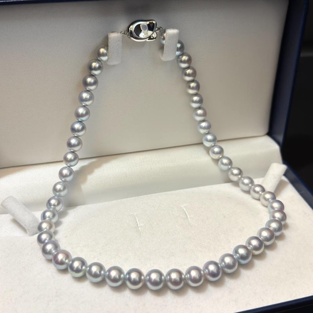 最高級 大珠✨ あこや真珠 ブルーグレーパール ネックレス 8.5-9mm SV