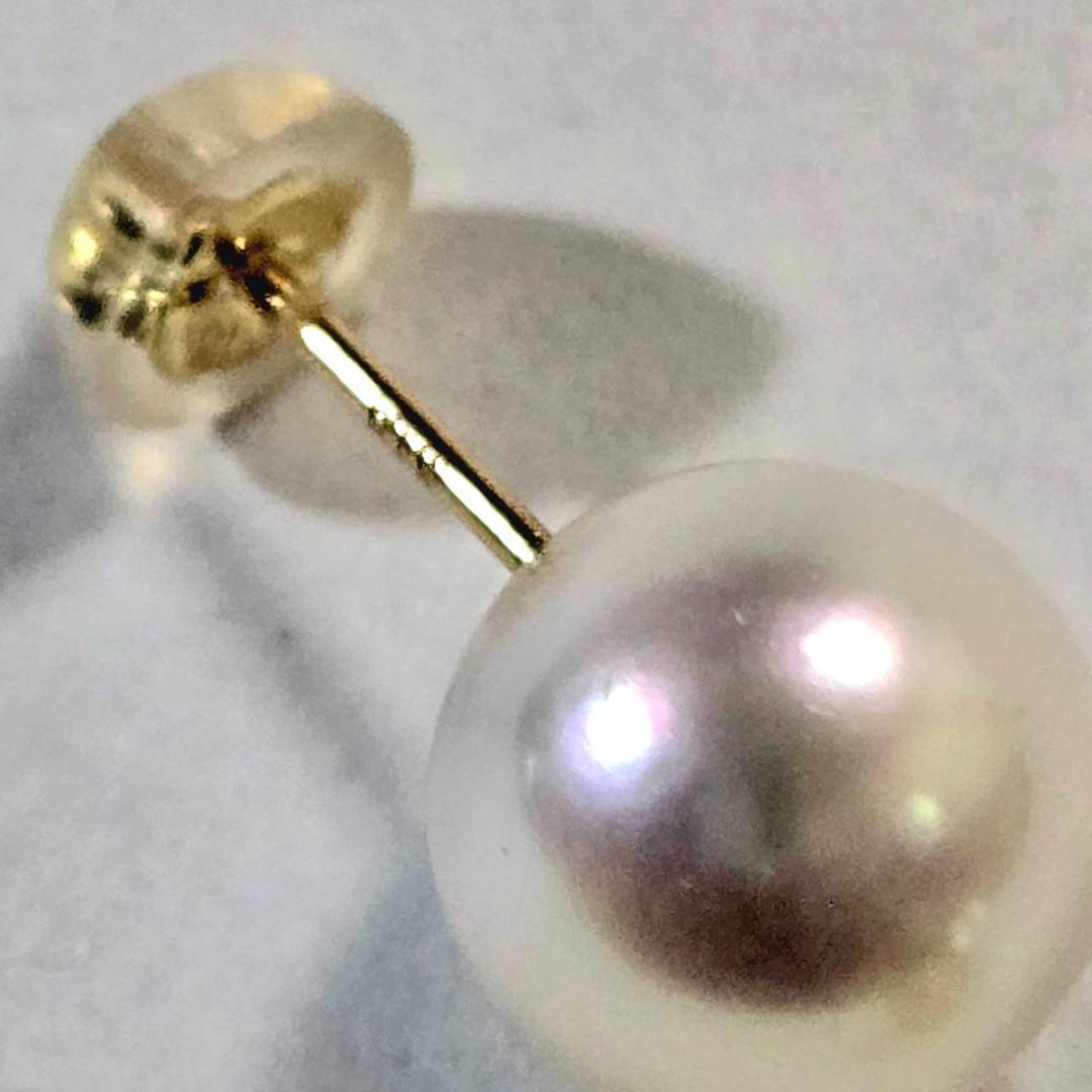 パールピアス 9mm スタッドピアス 18金 ゴールド
