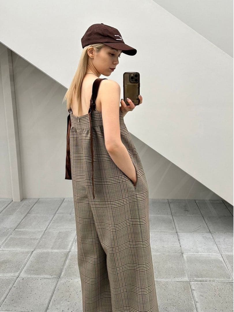 新品タグ付きTODAYFUL チェックワイドコンビネゾン