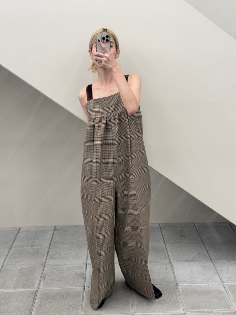 新品タグ付きTODAYFUL チェックワイドコンビネゾン