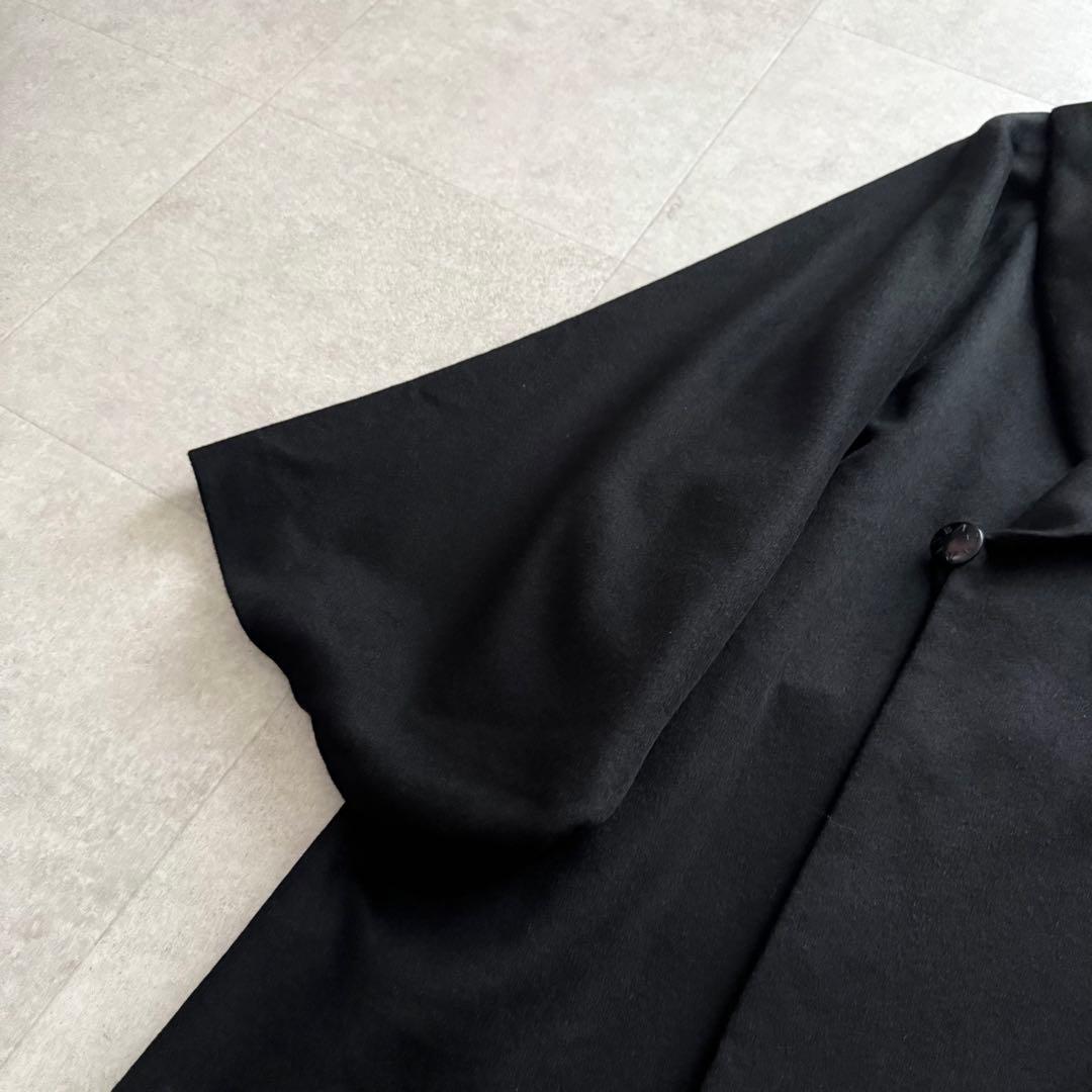 バルマン　ロングコート　フレアスリーブ　カシミヤ100％　ショールカラー　黒　M