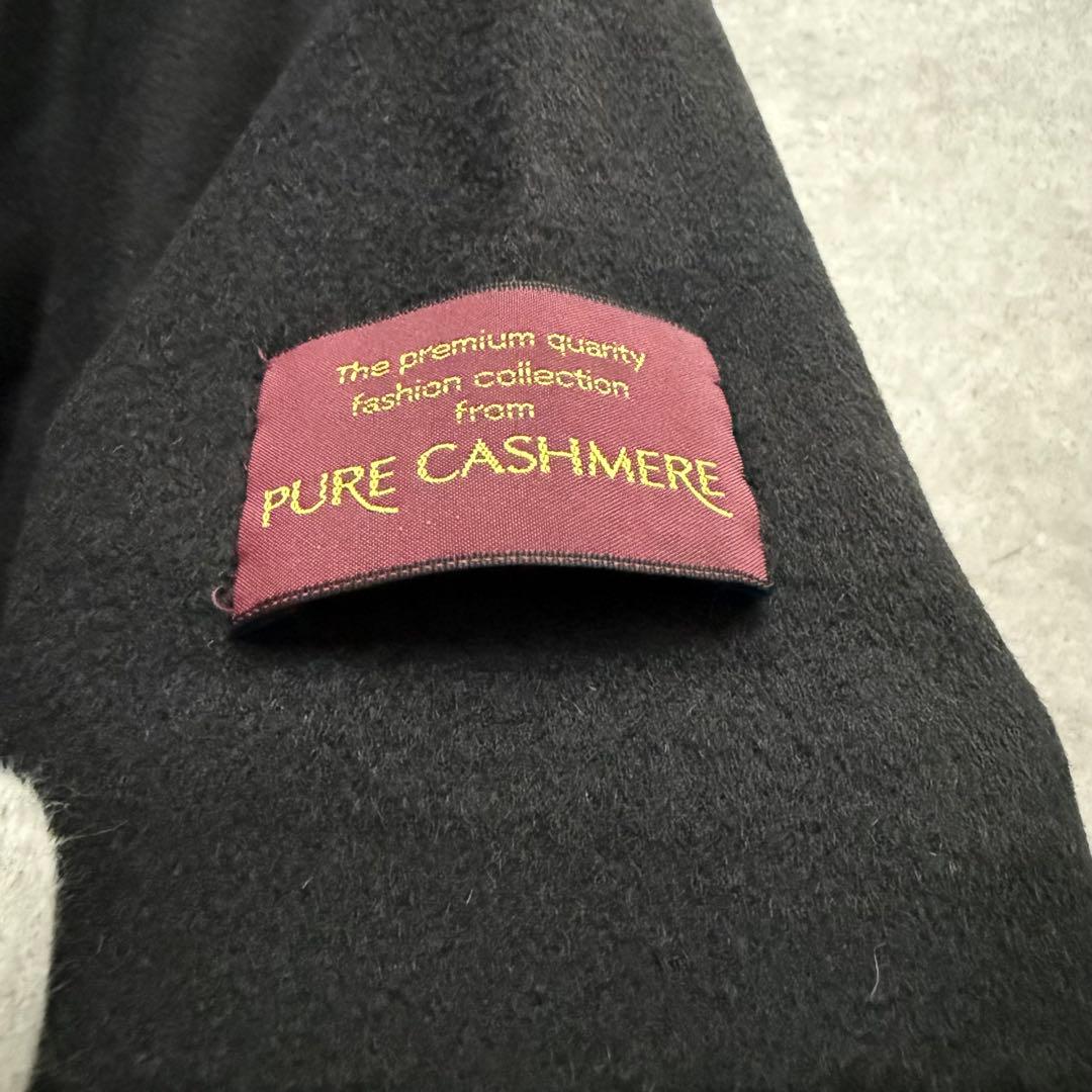 バルマン　ロングコート　フレアスリーブ　カシミヤ100％　ショールカラー　黒　M