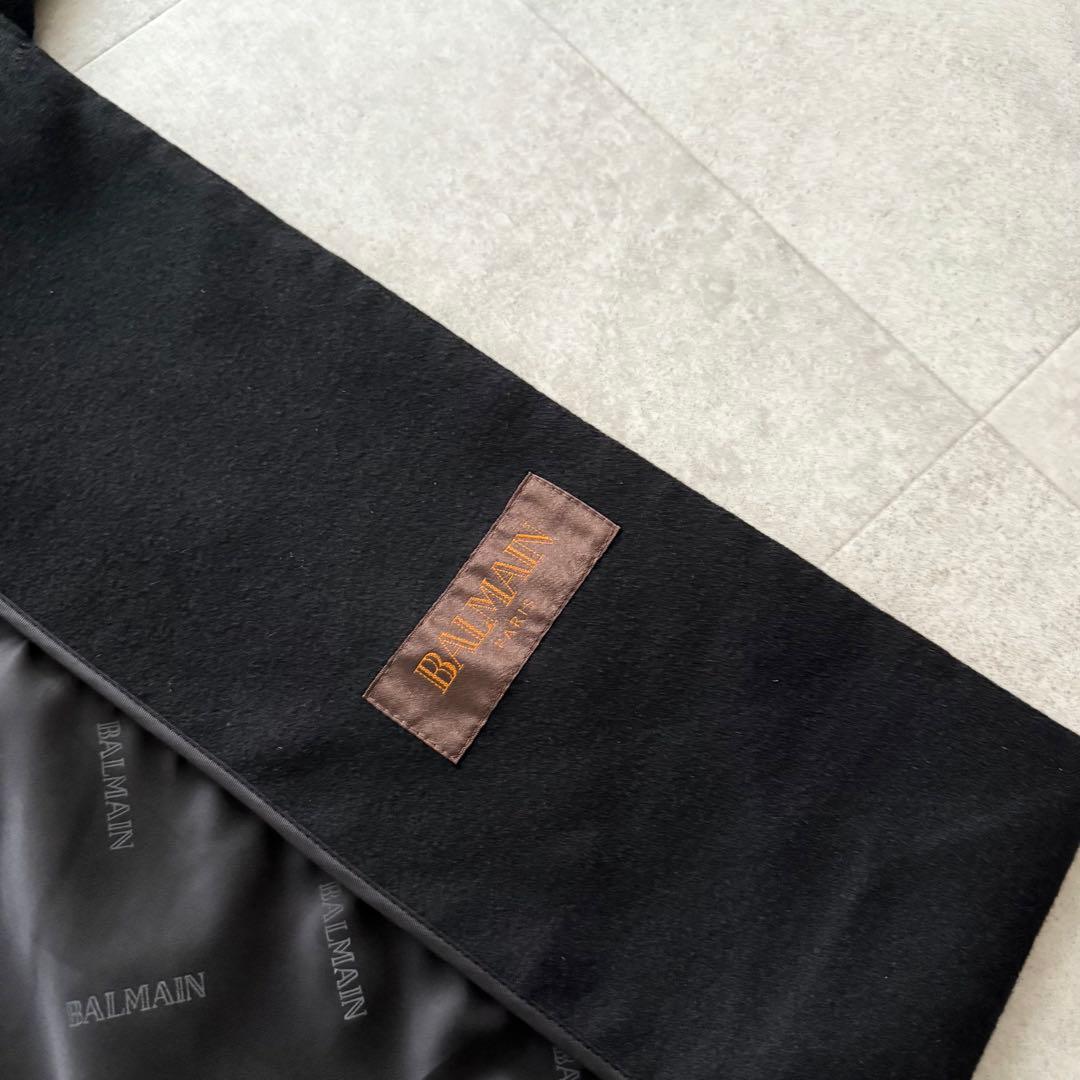 バルマン　ロングコート　フレアスリーブ　カシミヤ100％　ショールカラー　黒　M