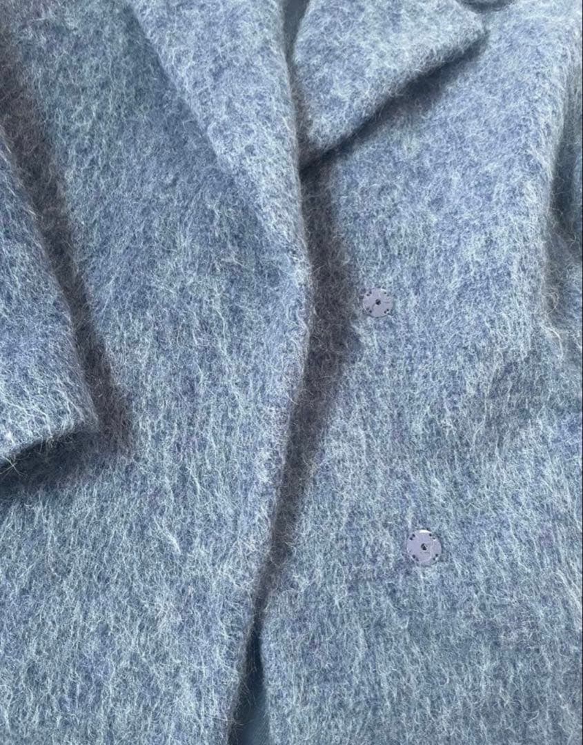 WEEKEND MAXMARA アルパカモヘアシャギーコート　青