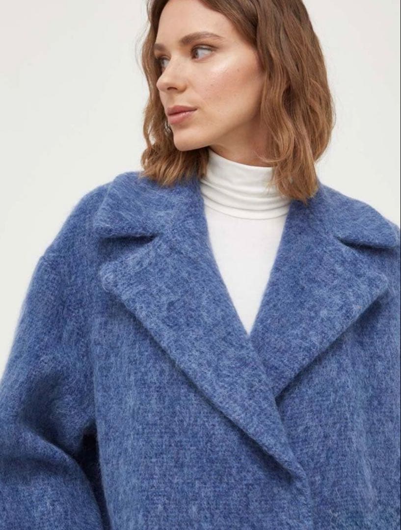 WEEKEND MAXMARA アルパカモヘアシャギーコート　青