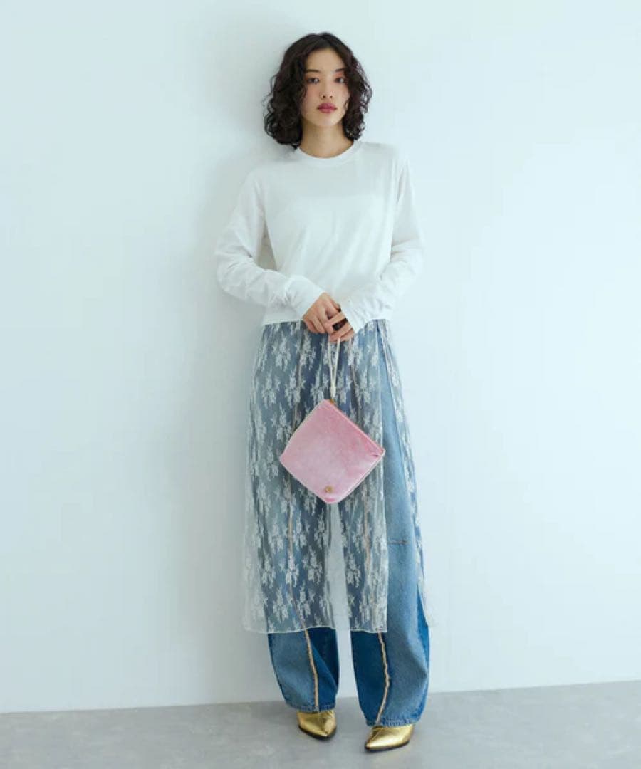 【新品未使用】アダムエロペ レースコンビロンT オフホワイト