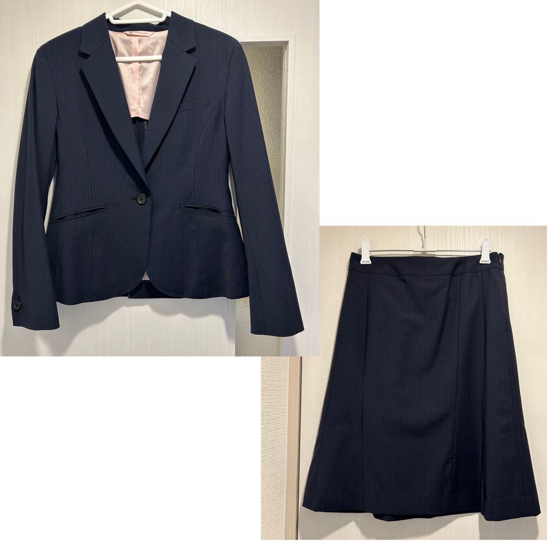 レディース スーツ ジャケット スカート 上下セット ネイビー