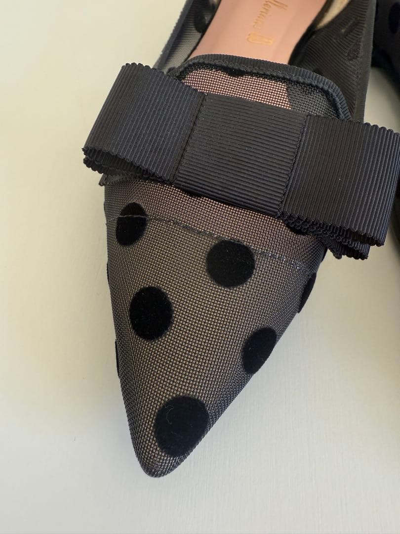【美品】Pretty Ballerinas ドット柄 フラットシューズ　ブラック