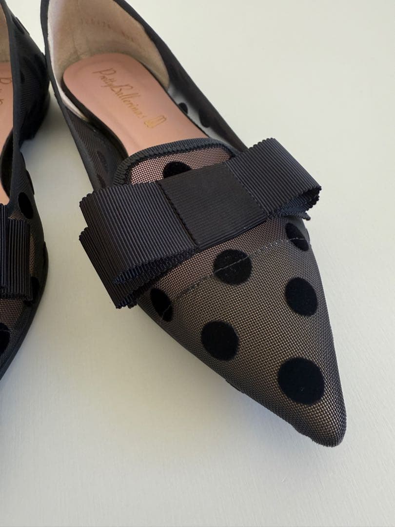 【美品】Pretty Ballerinas ドット柄 フラットシューズ　ブラック