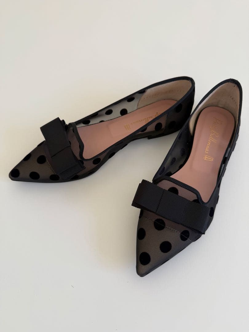 【美品】Pretty Ballerinas ドット柄 フラットシューズ　ブラック