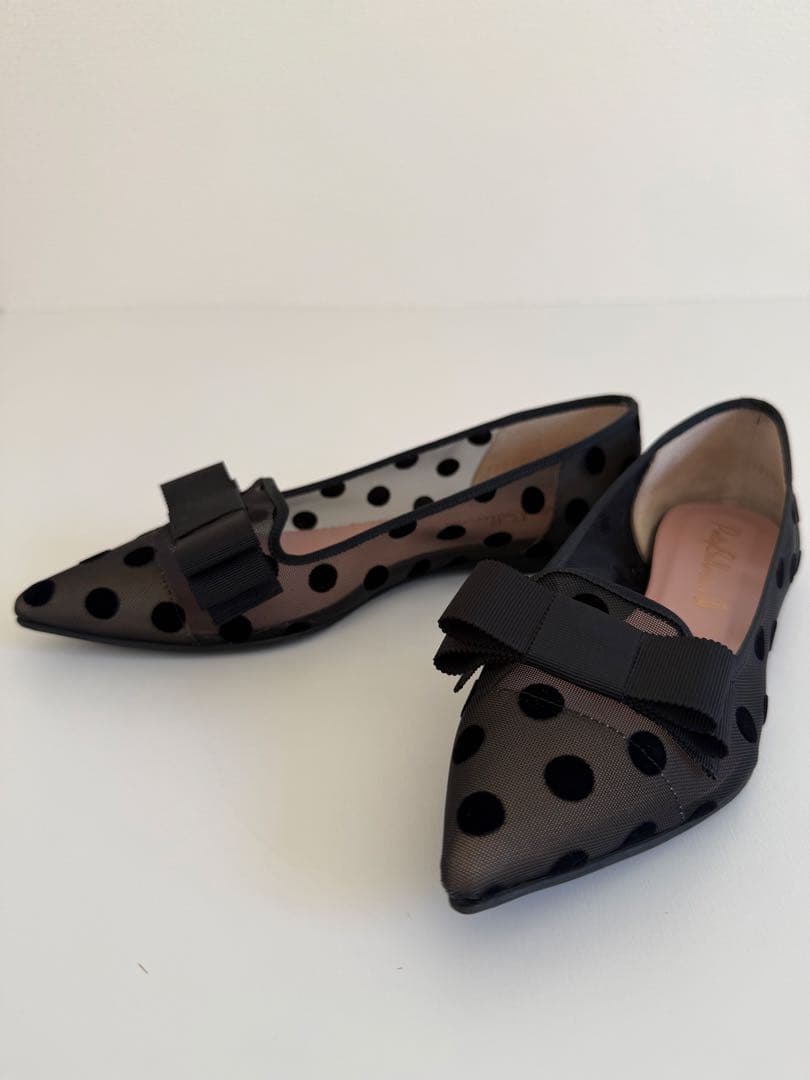 【美品】Pretty Ballerinas ドット柄 フラットシューズ　ブラック