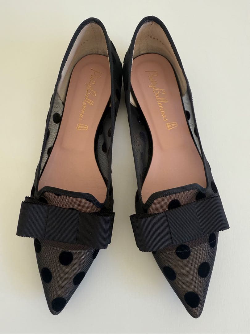 【美品】Pretty Ballerinas ドット柄 フラットシューズ　ブラック
