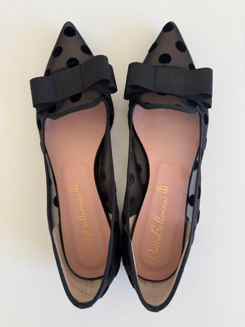 【美品】Pretty Ballerinas ドット柄 フラットシューズ　ブラック