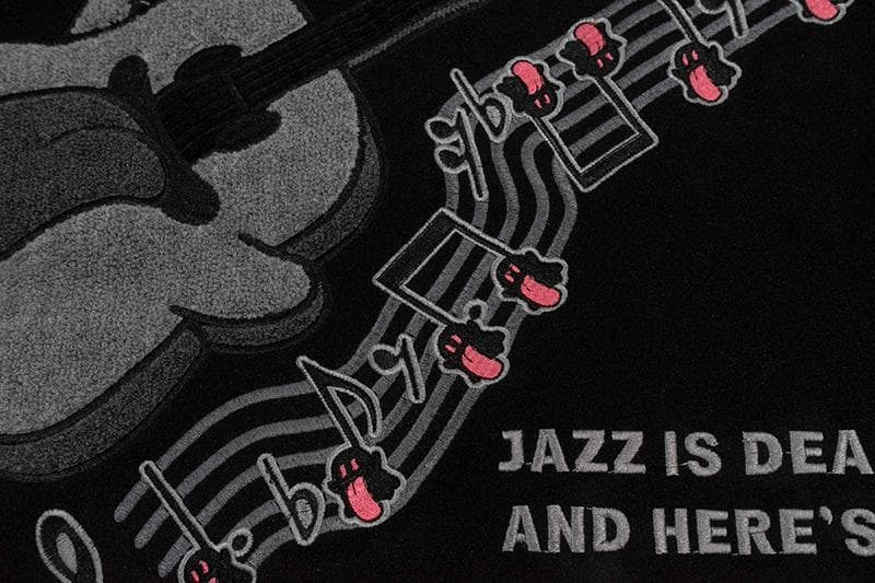 【Ｂ品ドットボタン不良】GRAF&WU音符サガラ刺繍ドンキー衿中綿スタジャン