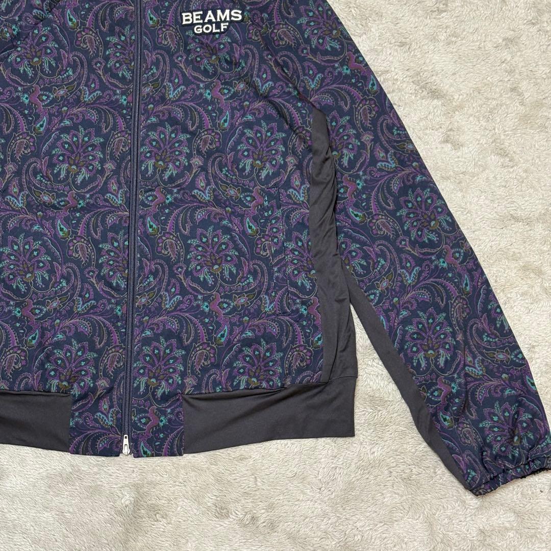 【美品】 BEAMS GOLF ジャケット 総柄 ペイズリー ネイビー BY44